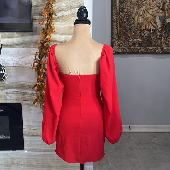 Princess Polly red cowl neck long sleeve dress. - Picture 5 of 10